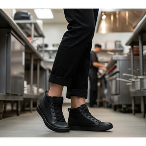 MOZO Padma Slip-Resistant Sneaker, Black 7.5 – Utility, Casual, Sportswear